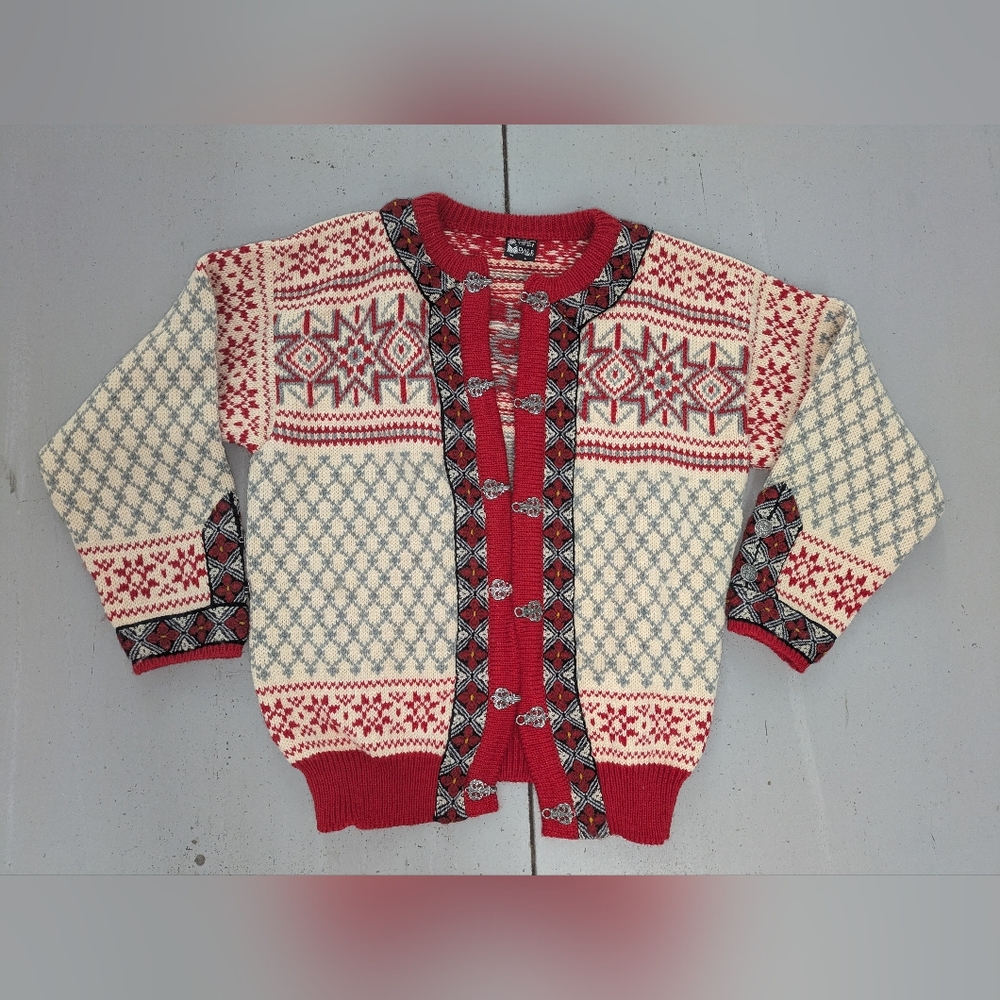 Dale of Norway Pure Wool Metal Clasp Vintage Sweater Cardigan Size Large - Picture 3 of 7